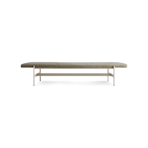 Daybench Jumbo by Blu Dot in Grey Green and Leather with Putty legs