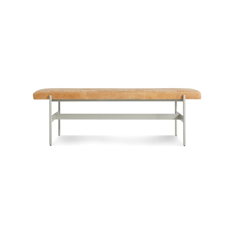 Daybench by Blu Dot in Camel Leather with Putty frame, low front view