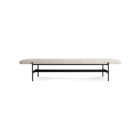 Daybench Jumbo by Blu Dot in Maharam Mantle In Future with Oblivion legs, low front view
