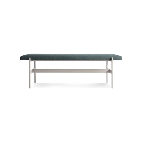 Daybench by Blu Dot in Maharam Mantle In Parsley with Putty frame, low front view