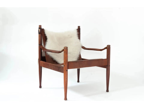 Rosewood & Leather Safari Chair by Erik Wørts for Niels Eilersen