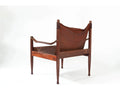 Rosewood & Leather Safari Chair by Erik Wørts for Niels Eilersen