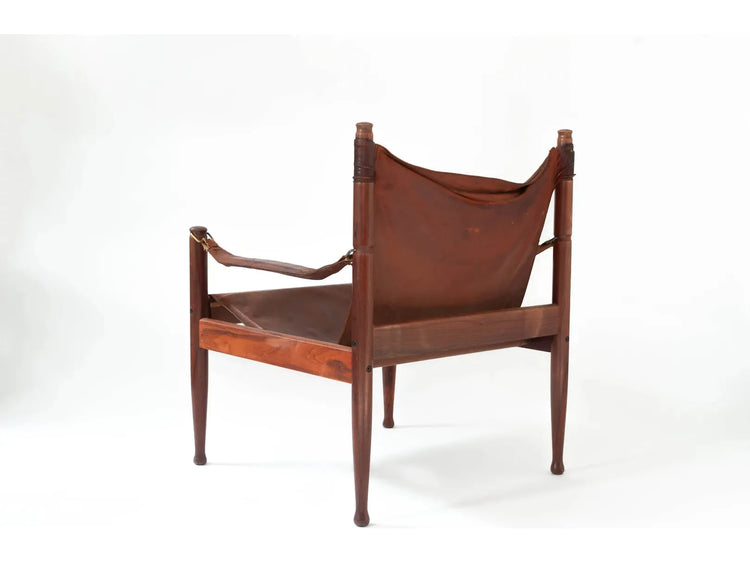 Rosewood & Leather Safari Chair by Erik Wørts for Niels Eilersen