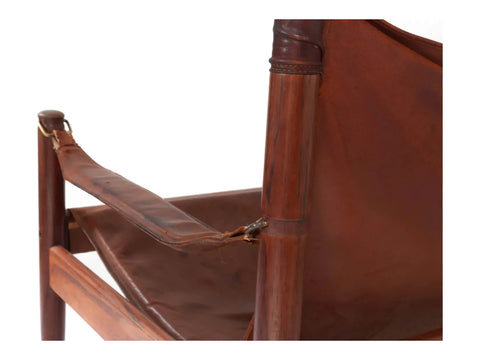 Rosewood & Leather Safari Chair by Erik Wørts for Niels Eilersen