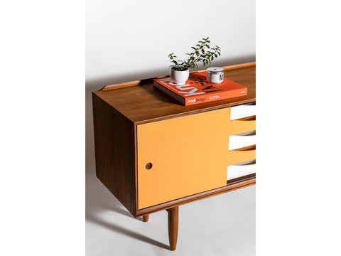 Teak Sideboard with Reversible Doors by Bruno Hansen