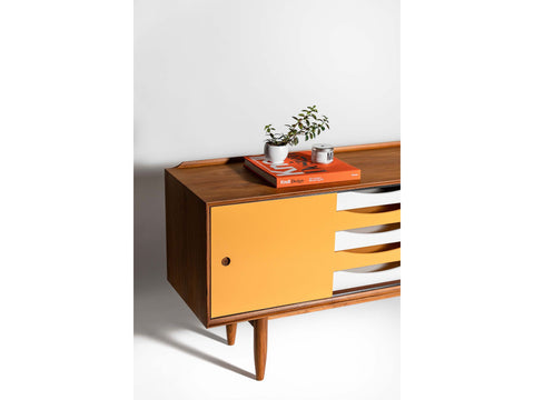 Teak Sideboard with Reversible Doors by Bruno Hansen