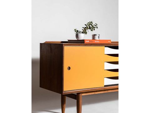 Teak Sideboard with Reversible Doors by Bruno Hansen