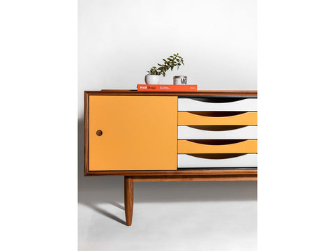 Teak Sideboard with Reversible Doors by Bruno Hansen