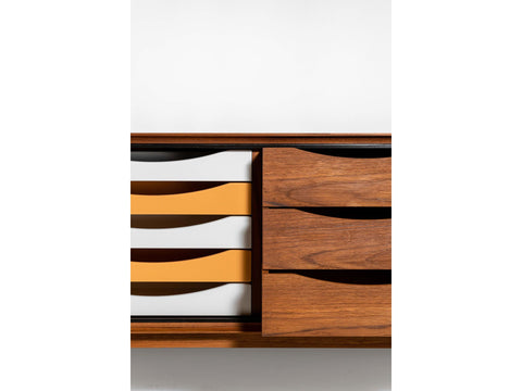 Teak Sideboard with Reversible Doors by Bruno Hansen