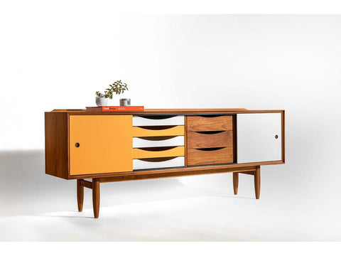 Teak Sideboard with Reversible Doors by Bruno Hansen